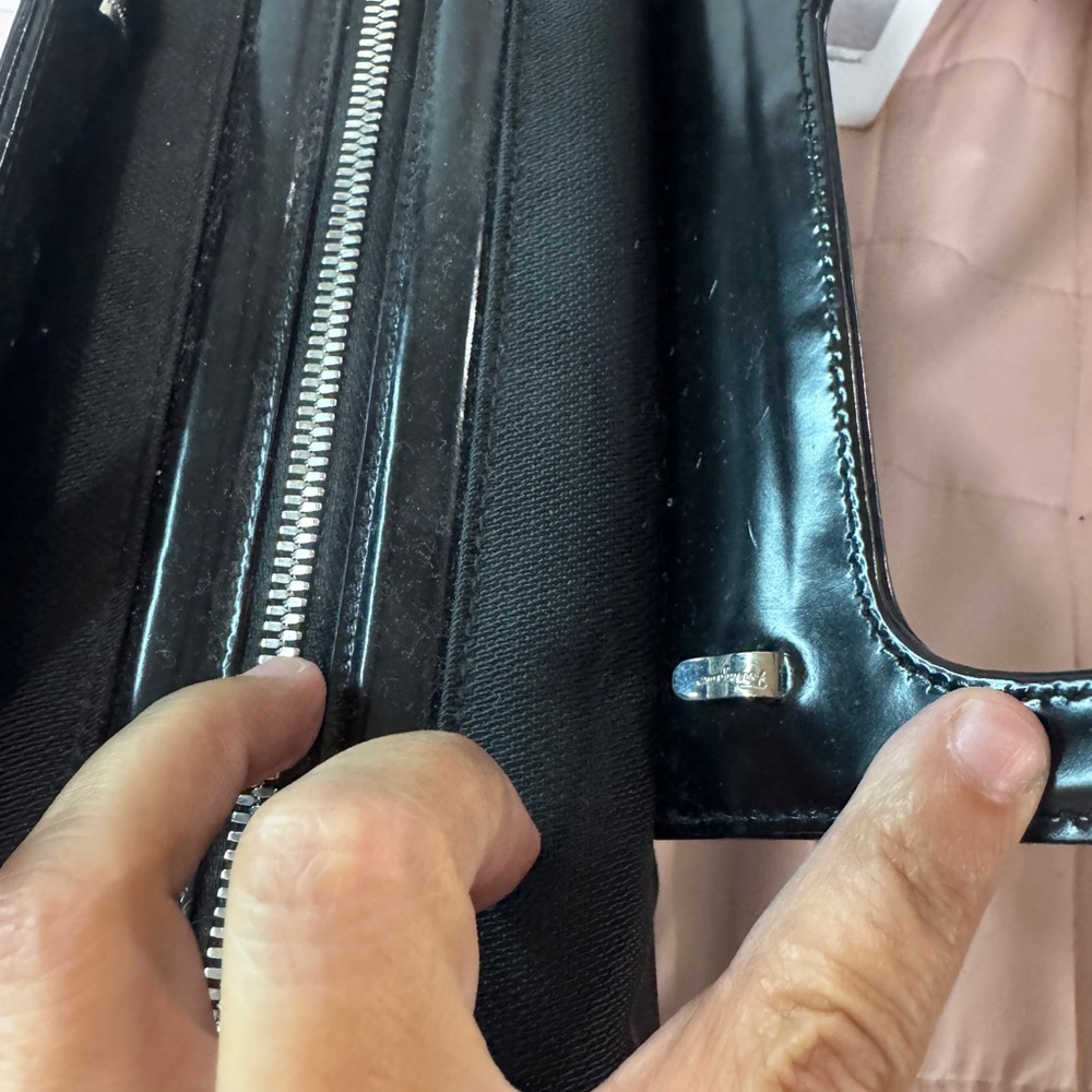 Vintage Salvatore Ferragamo Black Nylon & Patent Leather Mini Bag - Picture 7 of 9